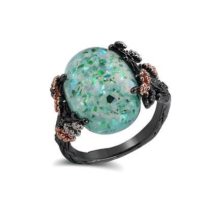 Henrietta Fire Opal Engagement Ring for Women Promise Ginger Lyne Collection - Green,10
