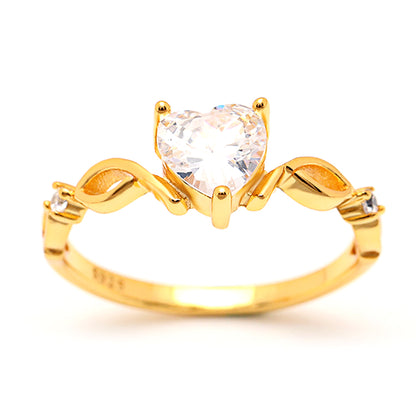 Allie Engagement Ring for Women by Ginger Lyne Collection  Cz Heart Gold Sterling Silver - Gold,7