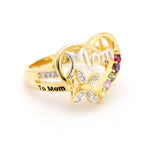 Load image into Gallery viewer, Mom Heart Ring Cz Gold Plated Engraved to Mom With Love Womens Ginger Lyne Collection - Gold,5
