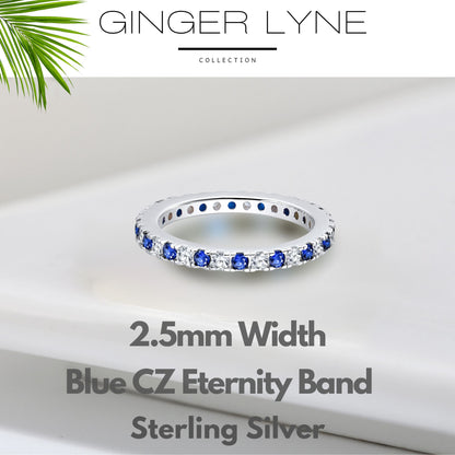 EternityBandWeddingRingforWomenBlueCzSterlingSilverGingerLyneCollection_Blue-2