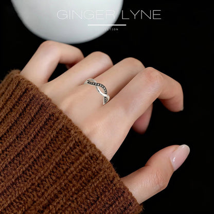 InfinityBlackSterlingSilverStatementRingforWomenwithClearCubicZirconiabytheGingerLyneCollection_Silver-4