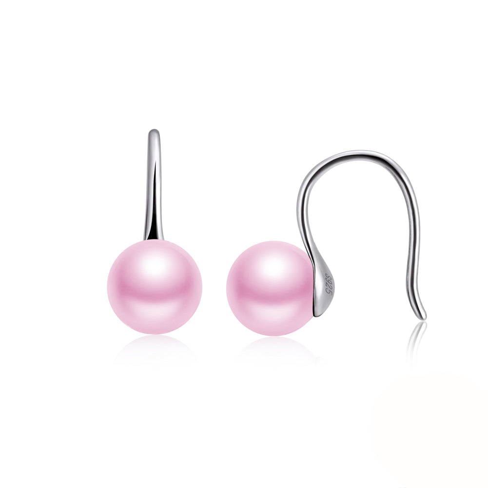 Drop Hook Earrings for Women Simulated Pearl Sterling Silver Ginger Lyne Collection - Pink