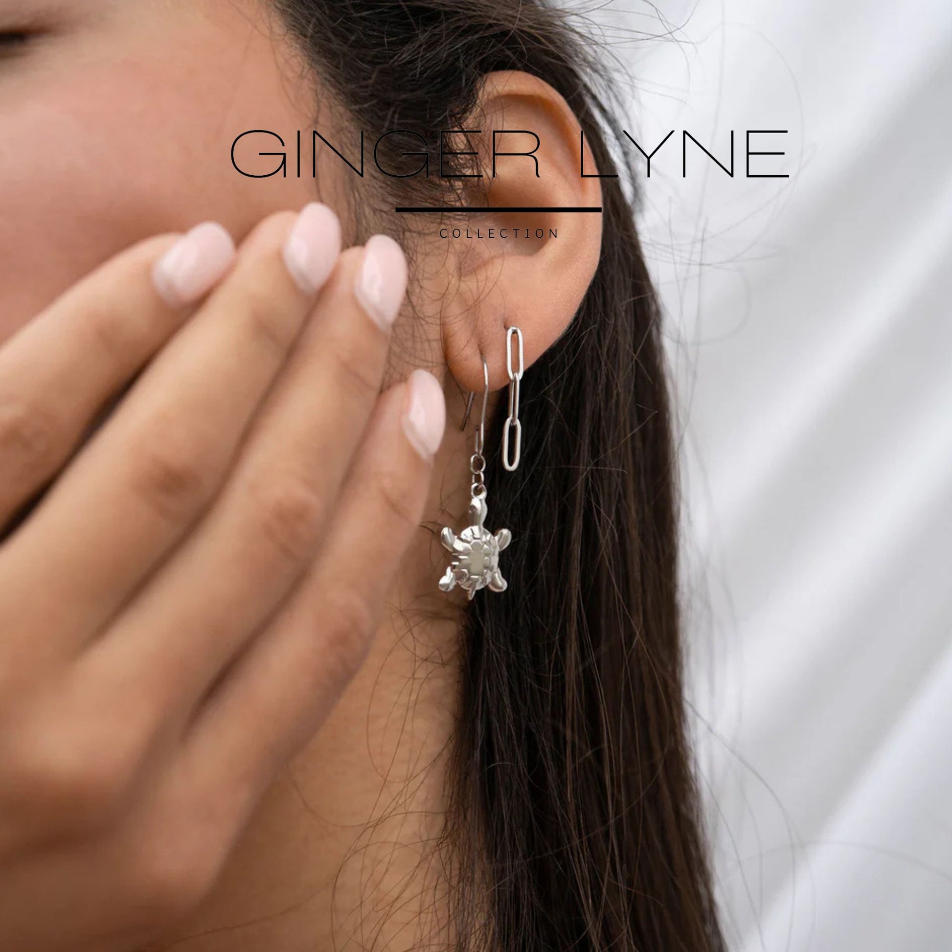 Paperclip Chain Link Dangle Earrings for Women Gold or Silver Stainless Steel Ginger Lyne Collection - Silver