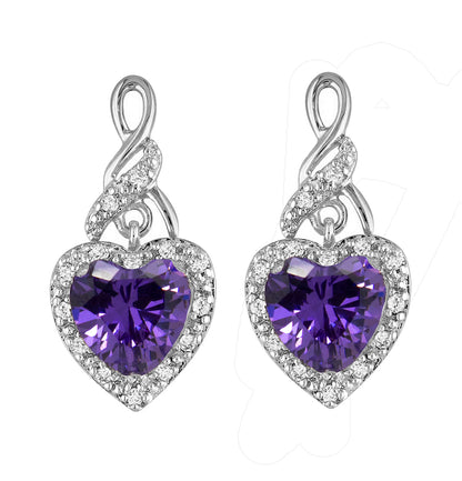 HeartShapePurpleCzDropStudEarringsWomensGingerLyneCollection_Purple-1