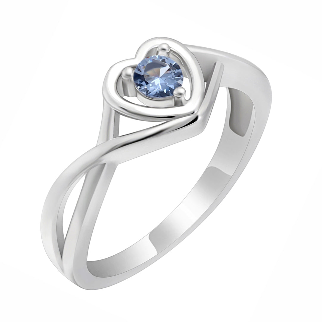 Christine Engagement Ring Promise Heart For Women Silver Cz Ginger Lyne Collection - December-Blue,10