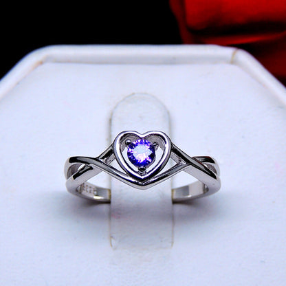 Christine Engagement Ring for Women Promise Heart Birthstone Cz Sterling Silver by Ginger Lyne