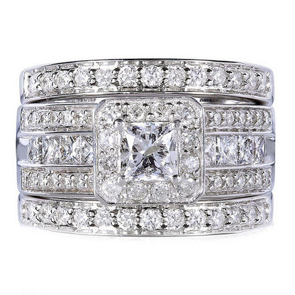 Taylor Bridal Set Halo 3pc Engagement Ring Bands Cz Women Ginger Lyne Collection - 6