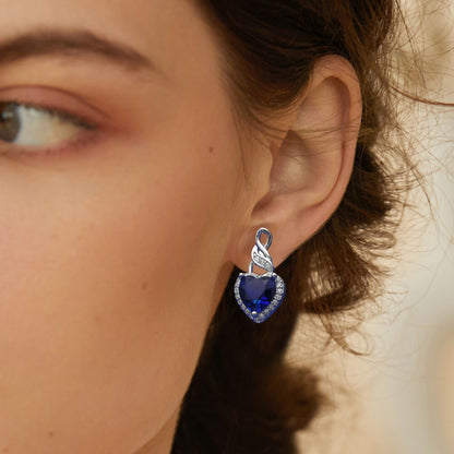 HeartShapeBlueCzDropStudEarringsWomensGingerLyneCollection_Blue-6