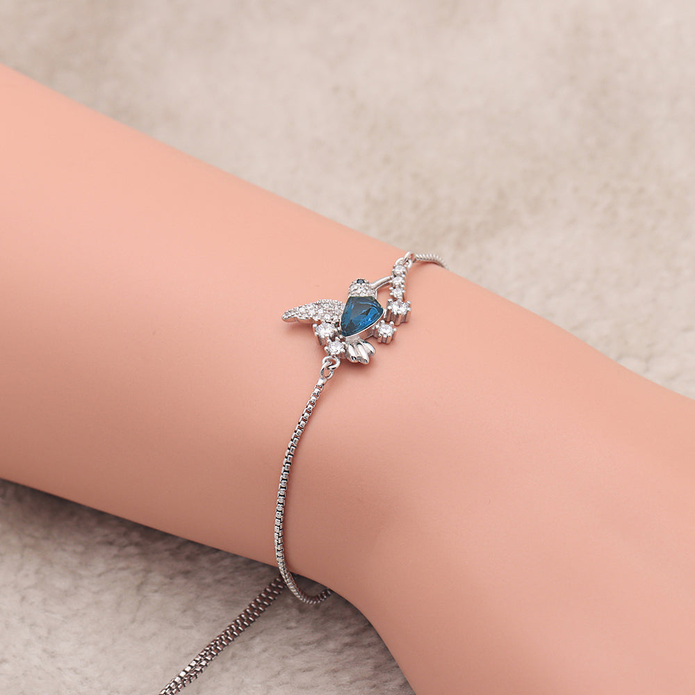 Hummingbird Necklace or Bracelet Sterling Silver Blue Cz Women Ginger Lyne Collection - Bracelet