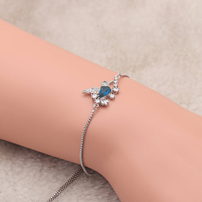 Hummingbird Necklace or Bracelet Sterling Silver Blue Cz Women Ginger Lyne Collection - Bracelet