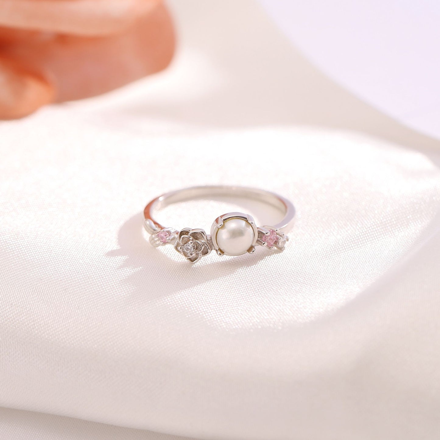IslaSimulatedPearlRingforWomenSterlingSilver14KGoldPlatedGingerLyneCollection_Silver-2