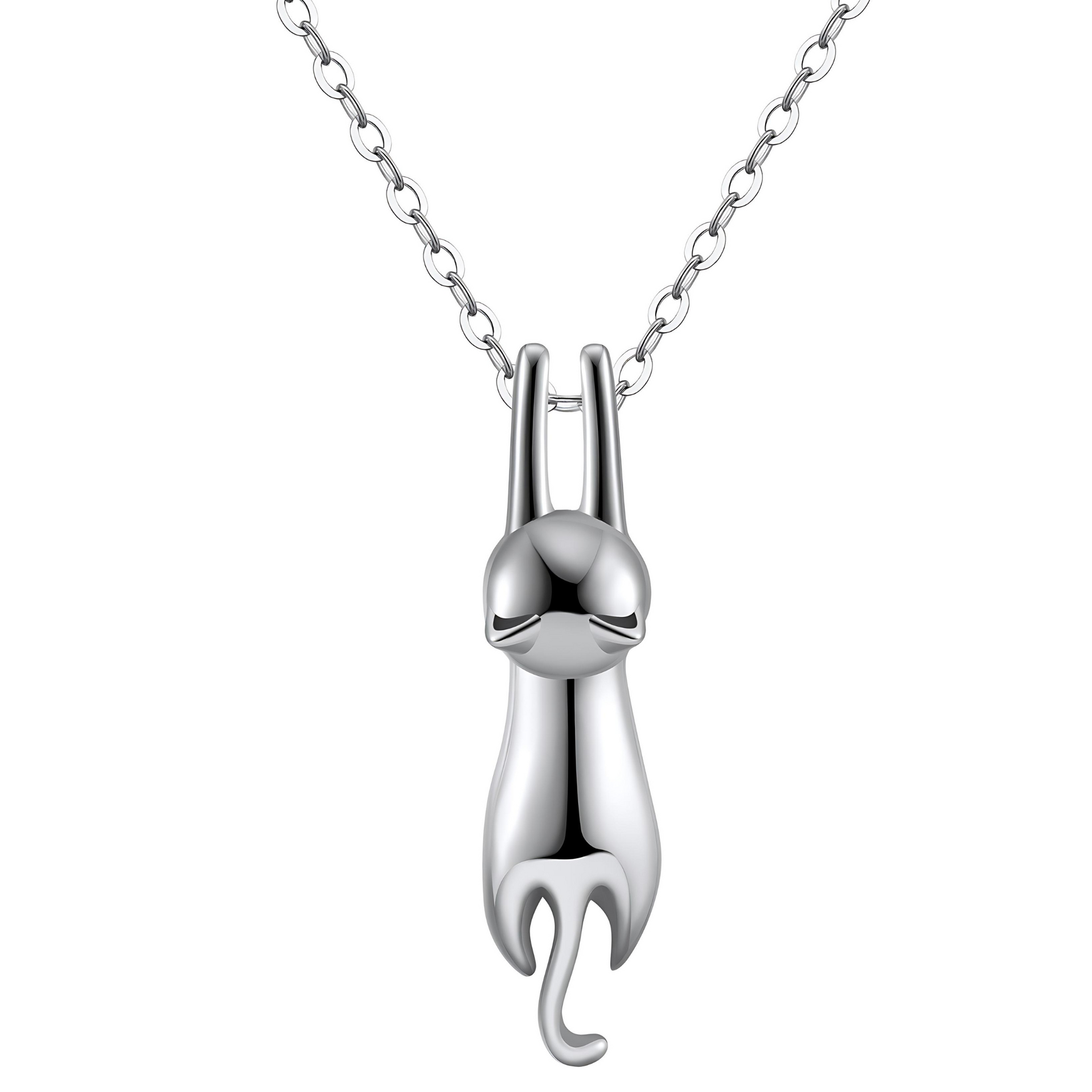 Sterling Silver Dangling Climbing Kitten Cat Kitty Necklace 925 Hang In sale There!