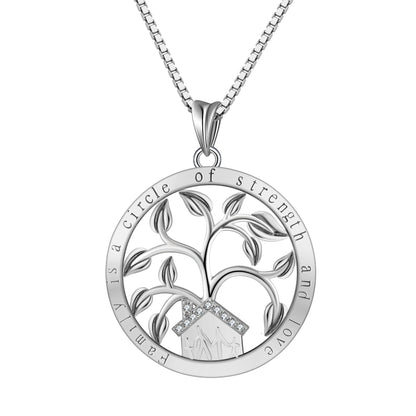 Family Tree Pendant Necklace Sterling Silver Cz Women Ginger Lyne Collection