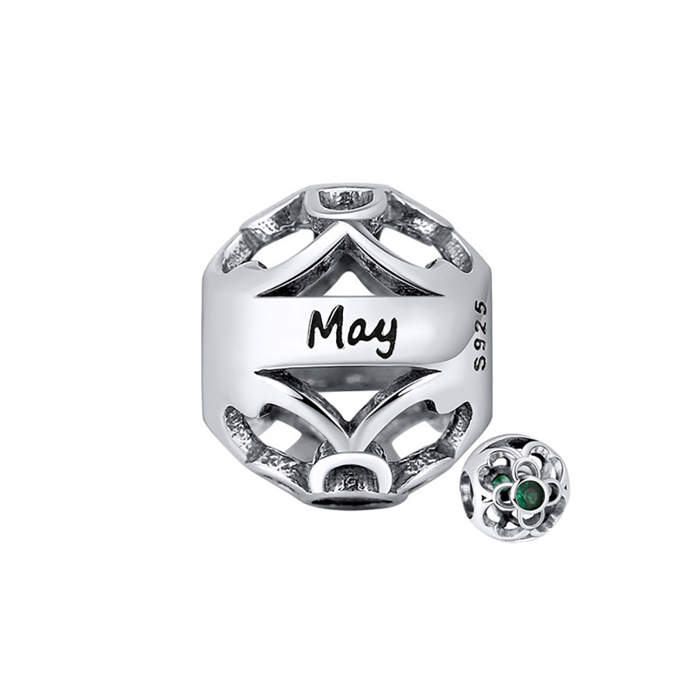 Birthstone Charms for Bracelet Sterling Silver CZ Womens Ginger Lyne Collection - May
