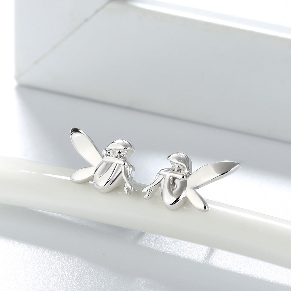 Fairy Winged Angel Sterling Silver Stud Earring Girl Women Ginger Lyne Collection