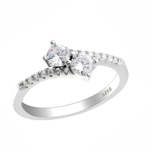 Tatiana Engagement Ring Sterling Silver 2 Stone Cz Womens Ginger Lyne Collection - 12