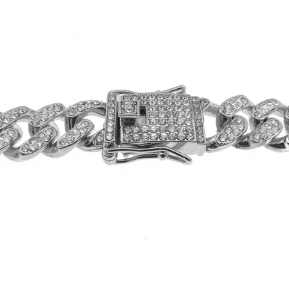 Gold Cuban Link Chain Necklace Iced Out Hip Hop Men Women Ginger Lyne Collection - 8 Inch Silver