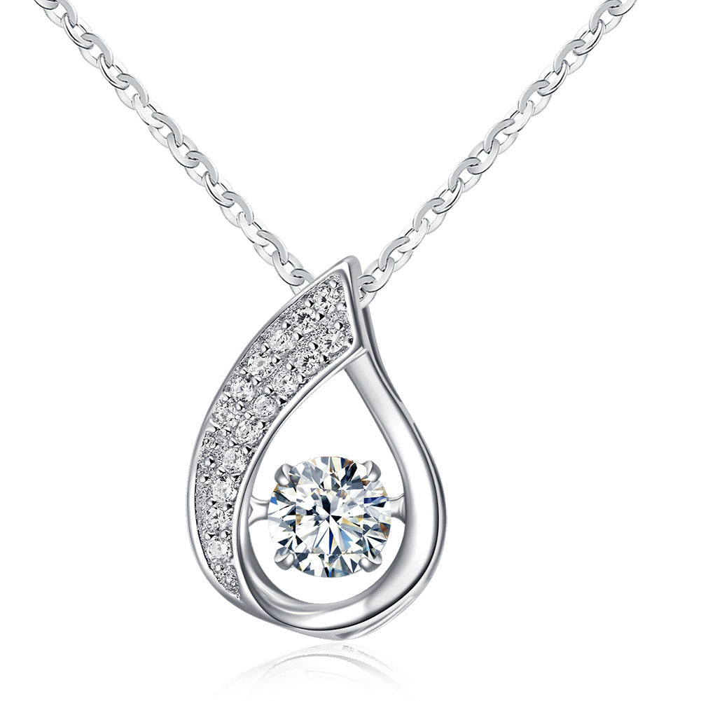 Ginger Lyne Collection Sterling Silver Cz Swinging Oval Shape Pendant Necklace for Women - Style 41