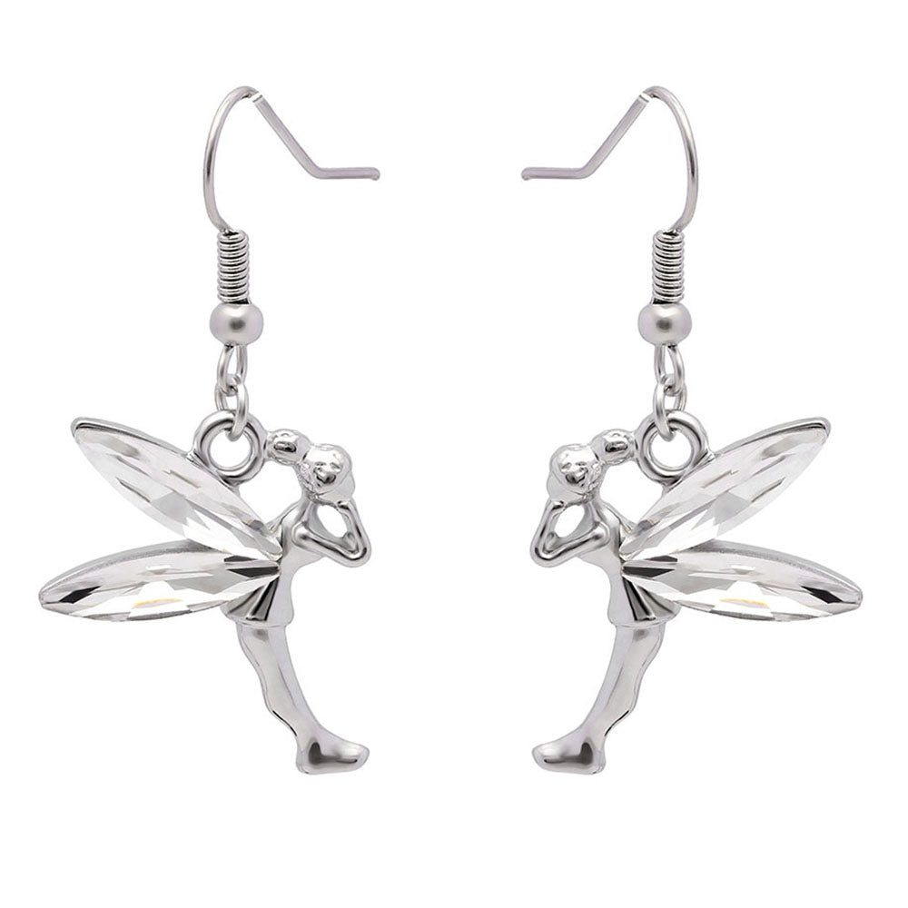 Fairy Crystal Wings Hook Earrings Girls Women Ginger Lyne Collection