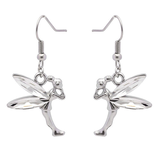 Fairy Crystal Wings Hook Earrings Girls Women Ginger Lyne Collection