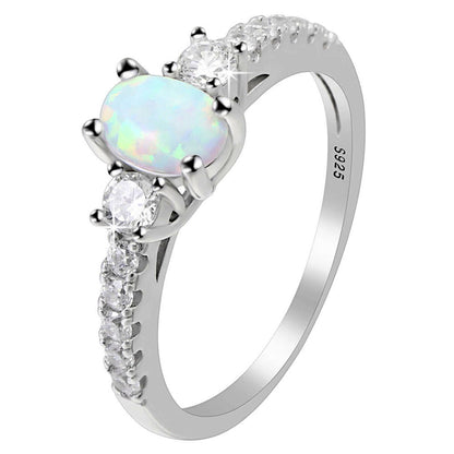 Emil Fire Opal Sterling Silver Cz Engagement Ring Womens Ginger Lyne Collection - White,12