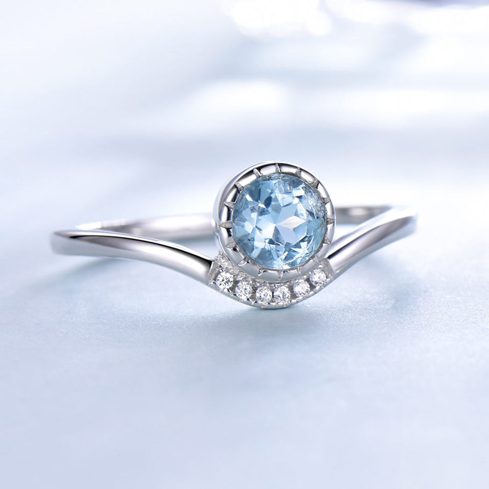 Engagement Ring for Women Created Blue Topaz Sterling Silver Ginger Lyne Collection