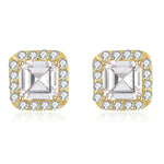 Load image into Gallery viewer, Square Halo Stud Earrings for Women Cz Gold Sterling Silver Womens Ginger Lyne Collection - Yellow Gold

