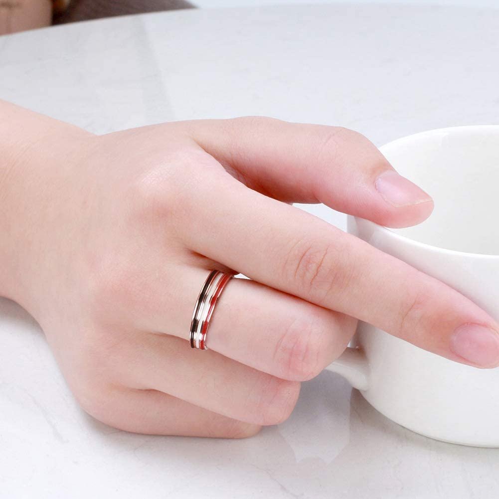 3-Ring Wedding Band Set for Women Rose gold Sterling Silver Ginger Lyne Collection Size 5 - 5