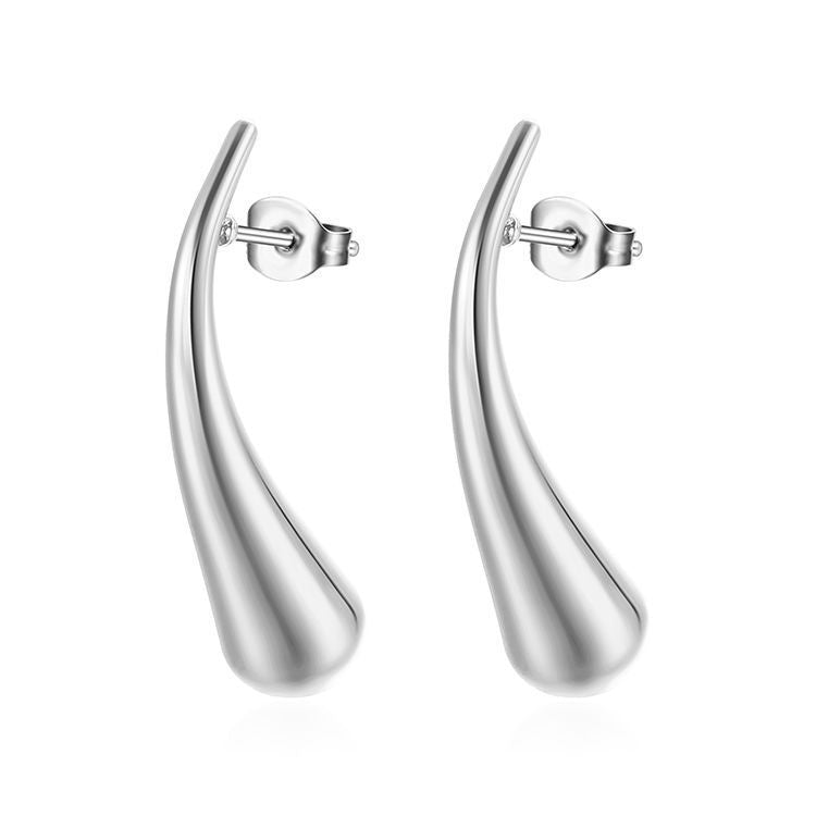 TeardropHookEarringsforWomenGoldStainlessSteelDropStudsGingerLyneCollection_Silver-1