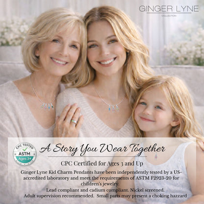 Baby Girl Birthstone Charm Children Pendants for Mom or Grandma Necklace by Ginger Lyne CZ Sterling Silver - Girl January