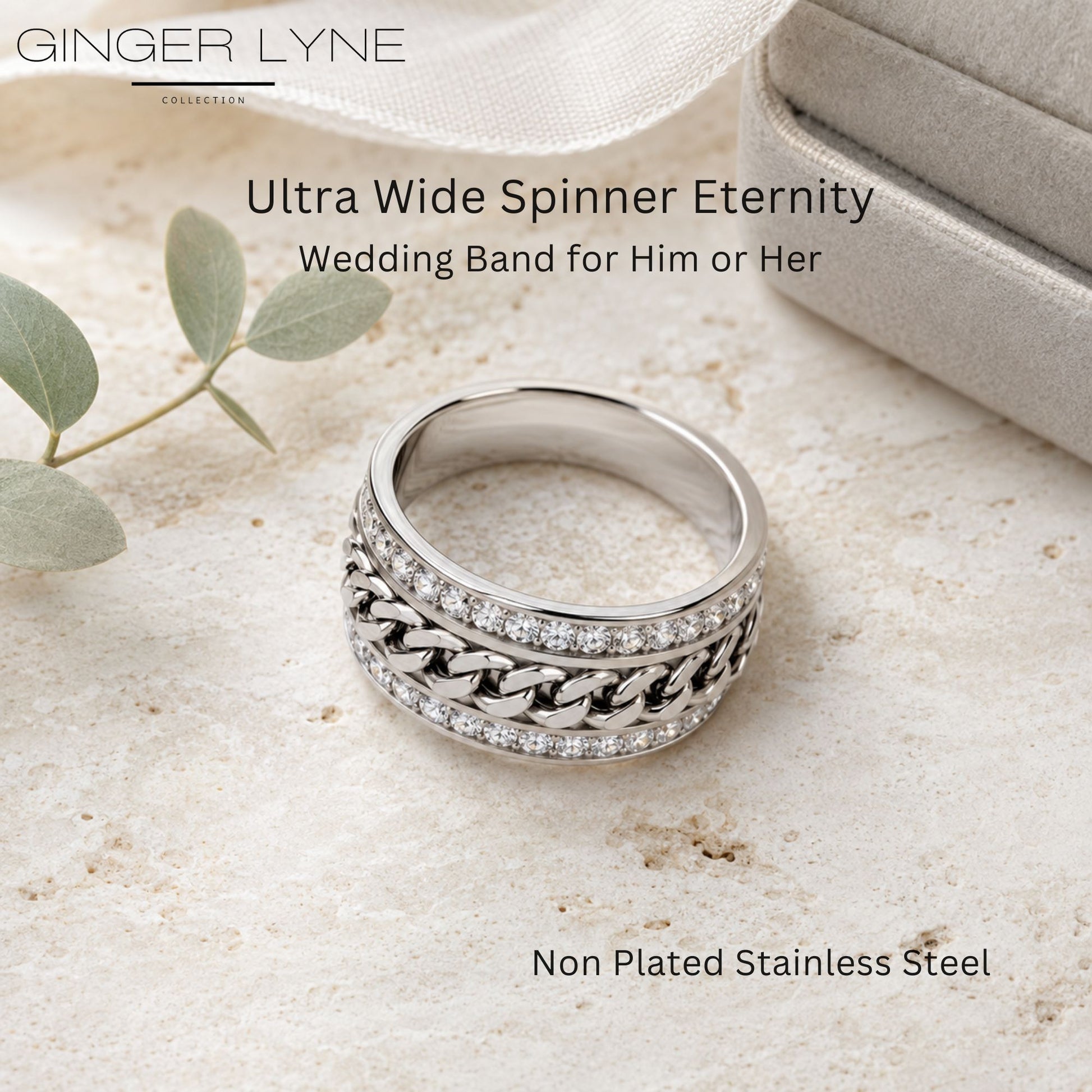 TwoRowCZEternityRingforWomenwithSpinnerStainlessSteel11MMWideBandGingerLyne_Silver-7