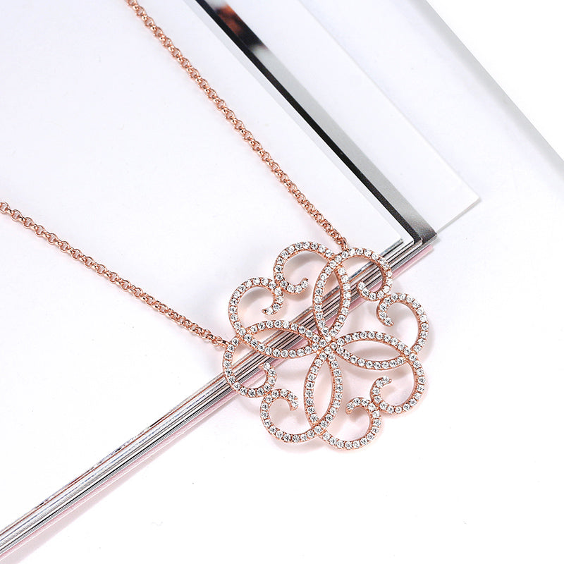 Heart Pendant Necklace for Women Rose Gold Sterling Silver Cz Ginger Lyne Collection