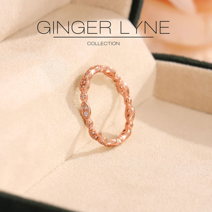 EternityWeddingBandforWomenCubicZirconiaSterlingSilverStackingRingsGingerLyneCollection_Scallop-RoseGold-3