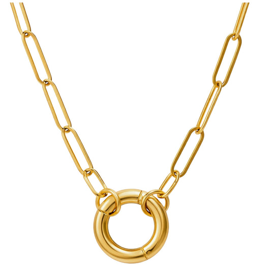 CarabinerCharmNecklaceforWomenPaperclipChainRoundCarabinerHolderStainlessSteelbyGingerLyne_Gold-1
