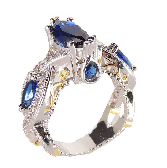 Elizabeth Blue Cz Marquise Bridal Engagement Ring Women Ginger Lyne Collection Size 6