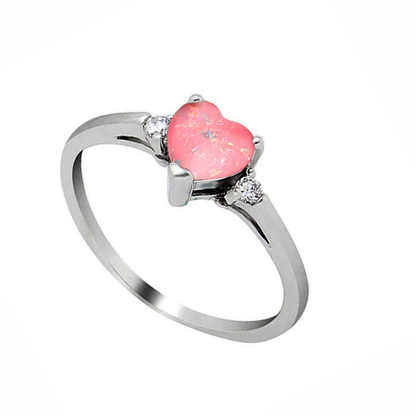 Shelly Engagement Promise Ring Heart Pink Opal Silver Women Ginger Lyne Collection - 7