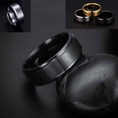 8mm Wedding Band Ring Womens Mens Black Stainless Steel Ginger Lyne Collection