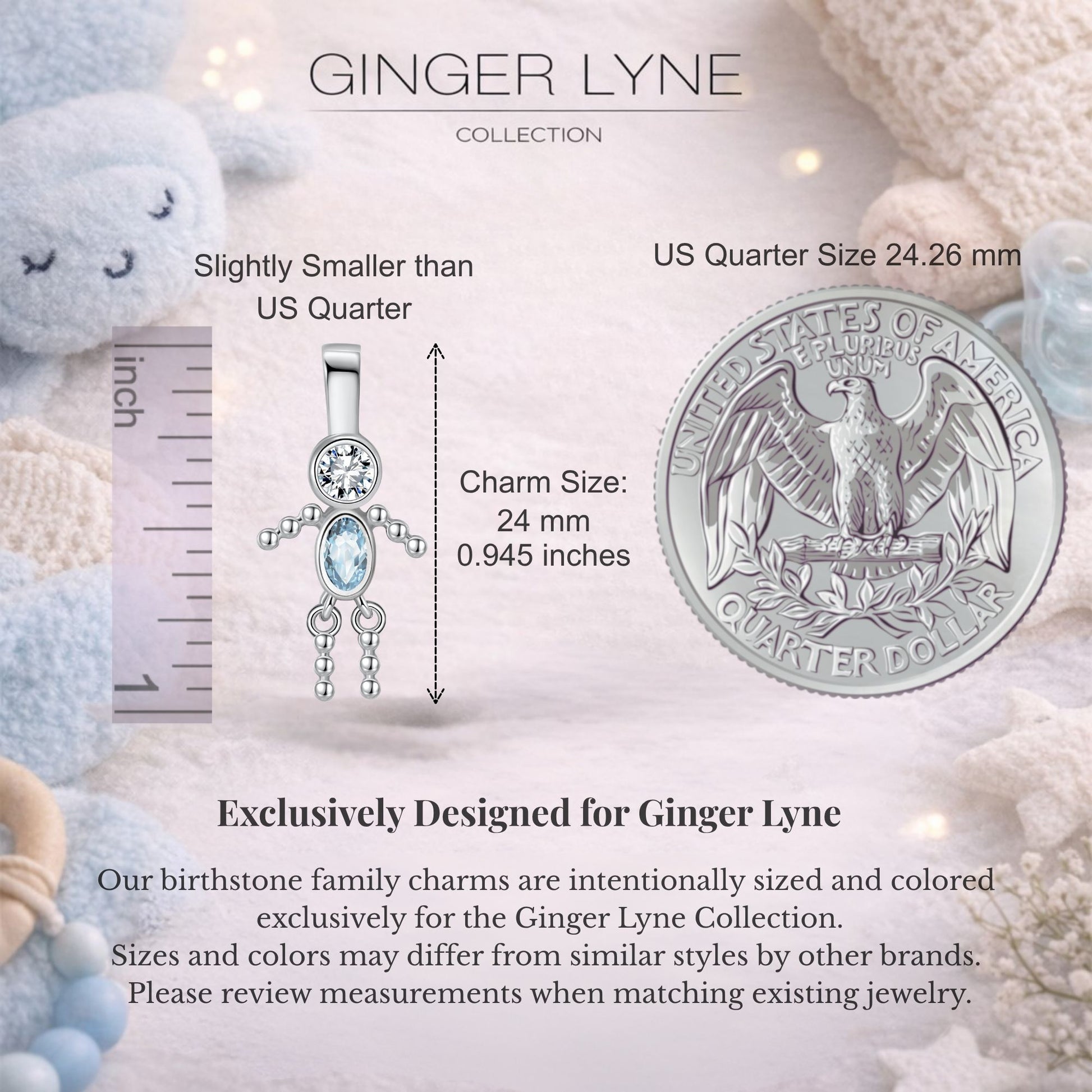 Birthstone Family Pendant for Mom by Ginger Lyne Stainless Steel Cubic Zirconia Charms For Grandma Necklace_Male-March-Silver-2