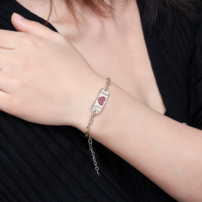 I Love You Bracelet for Women Pink CZ Heart Sterling Silver Womens Ginger Lyne Collection