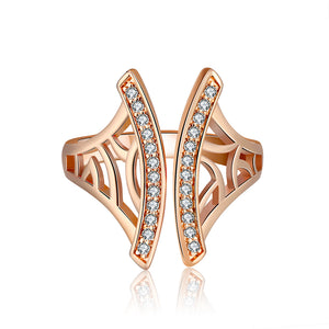 Window Pattern Adjustable Ring for Women and Girls Cz Gold Plated Ginger Lyne Collection - Rose Gold