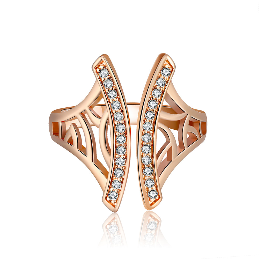 Window Pattern Adjustable Ring for Women Cz Gold Plated Ginger Lyne Collection - Rose Gold