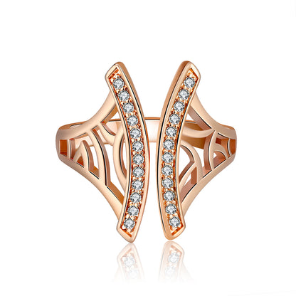 Window Pattern Adjustable Ring for Women Cz Gold Plated Ginger Lyne Collection - Rose Gold