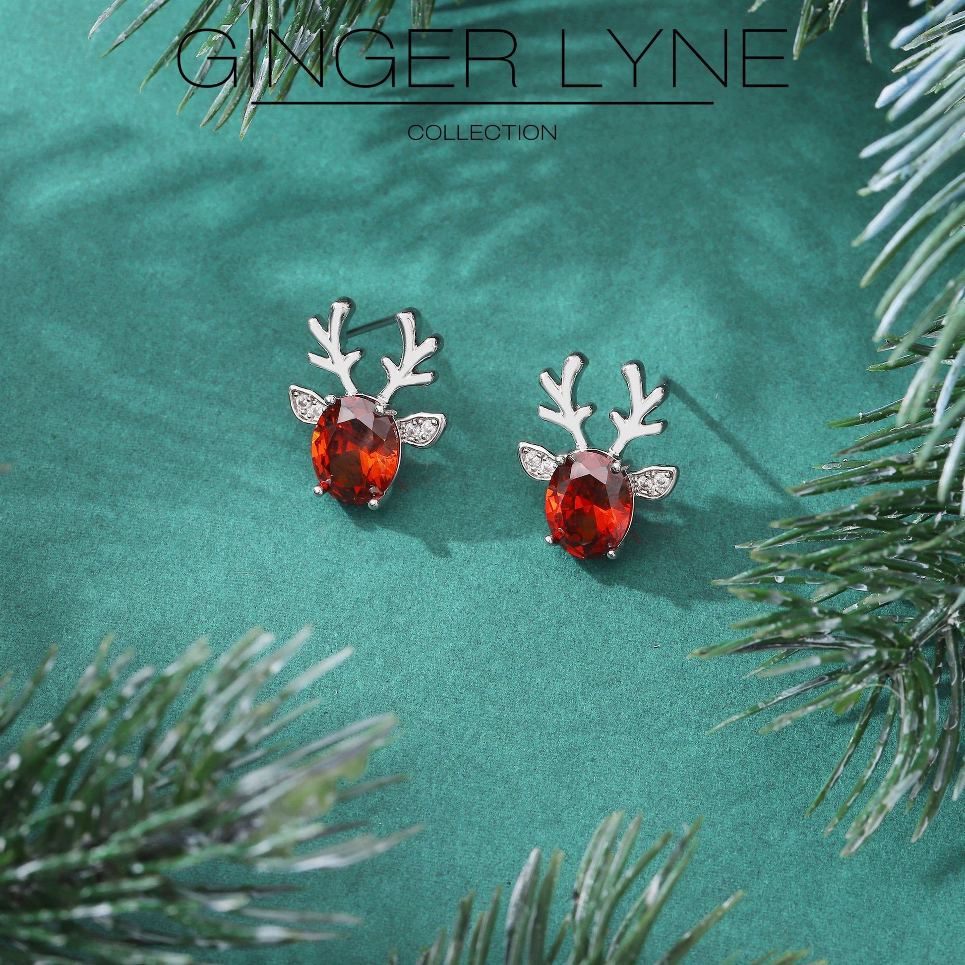ReindeerStudEarringsforWomenWhiteGoldPlatedCZChristmasJewelryGingerLyneCollection_Red-4