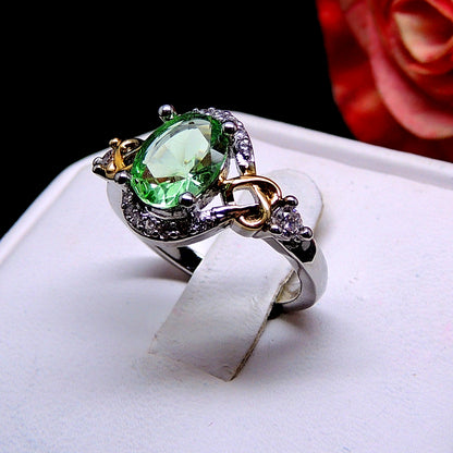 Ivette Birthstone Statement Ring Green Two Tone Plate Women Ginger Lyne Collection