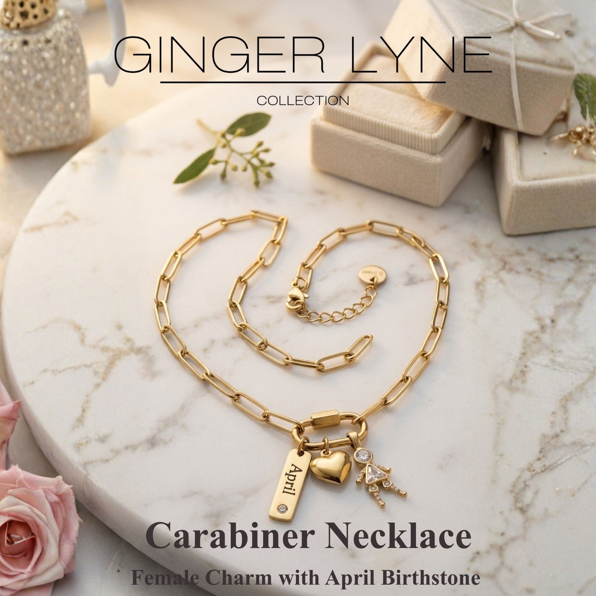 CarabinerFamilyBirthstoneNecklaceforMomorGrandmabyGingerLyneStainlessSteelCZBirthdayCharms_Blue-2