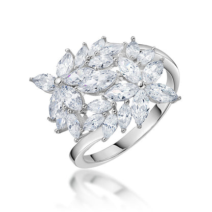 Shai Lynn Engagement Ring Marquise Flower Silver Cz Womens Ginger Lyne Collection - 8