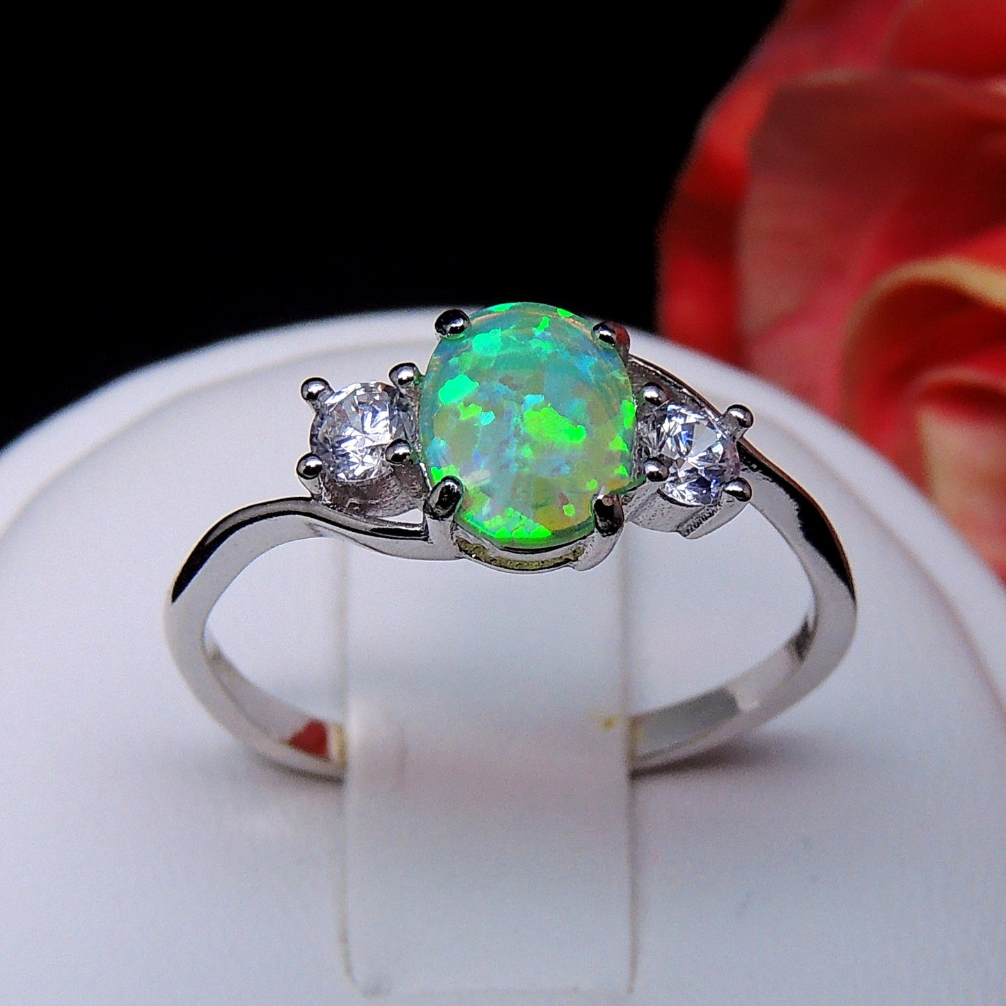 Addy Purple Opal Ring Sterling Silver Women Engagement Ginger Lyne Collection