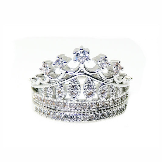 LillettCrownWeddingRingSetforWomenBridalEngagementMatchingBandGingerLyneCollection_Silver-1