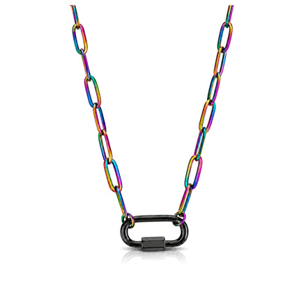 Carabiner Charm Holder Necklace for Women by Ginger Lyne 18KT Gold Plated Stainless Steel 18-20"