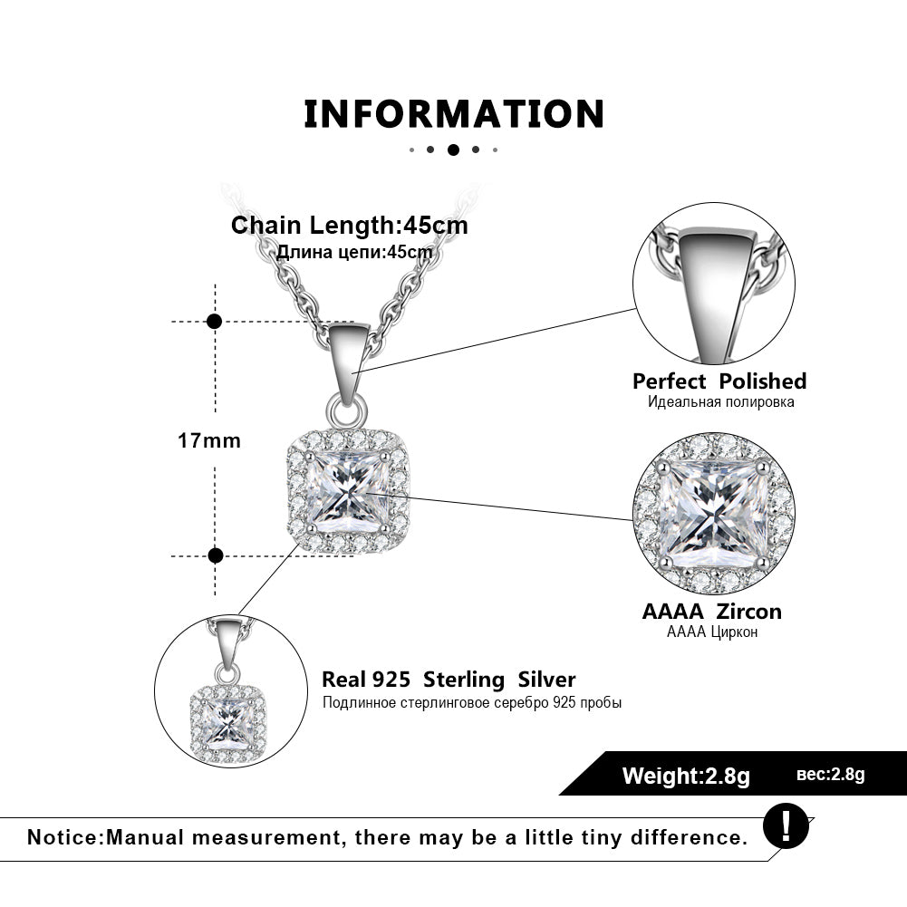 Square Halo Pendant Necklace for Women Sterling Silver Cz Ginger Lyne Collection - Yellow Gold
